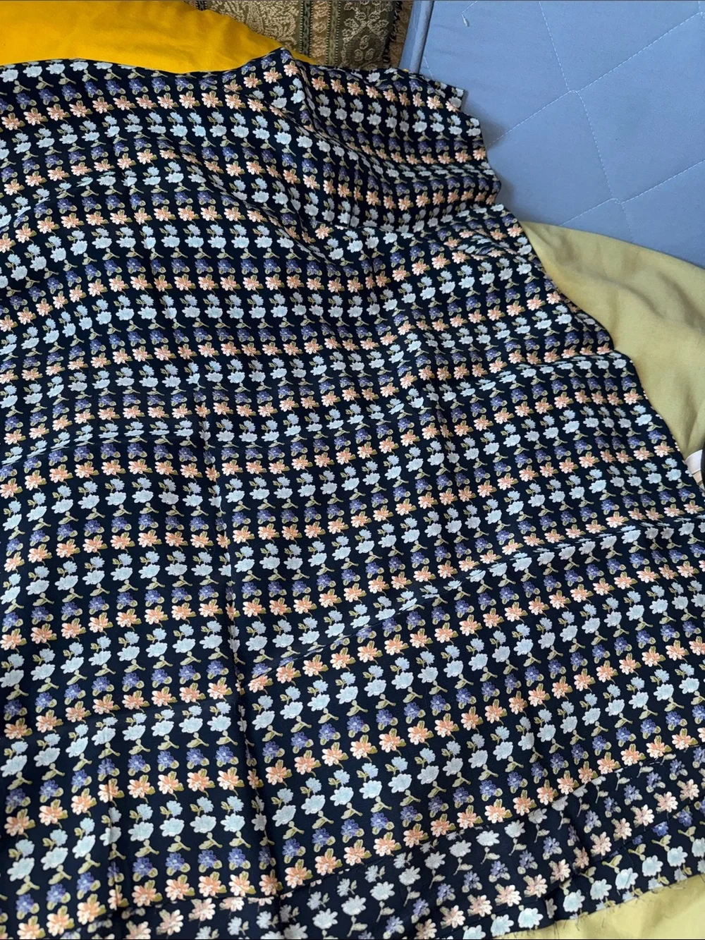 Navy Floral FABRIC Chiffon lightweight Pink & Light Blue flower 2.5 yards x 52”